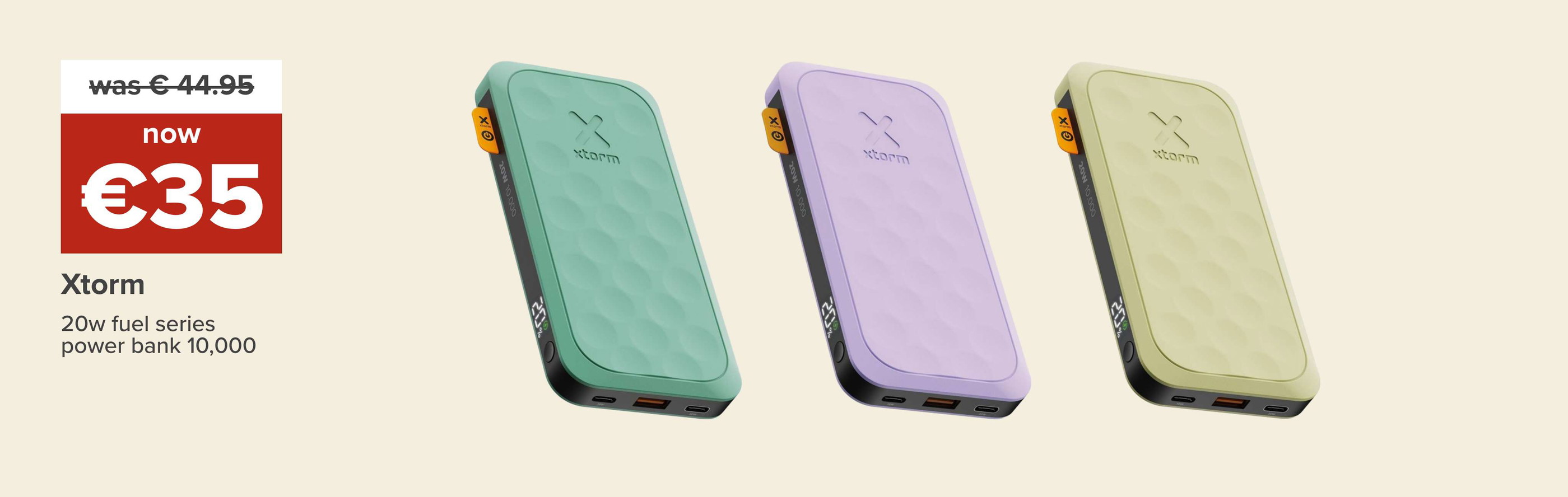 "Was €44.95 now €35 Xtorm 20W Fuel Series power bank 10,000 "